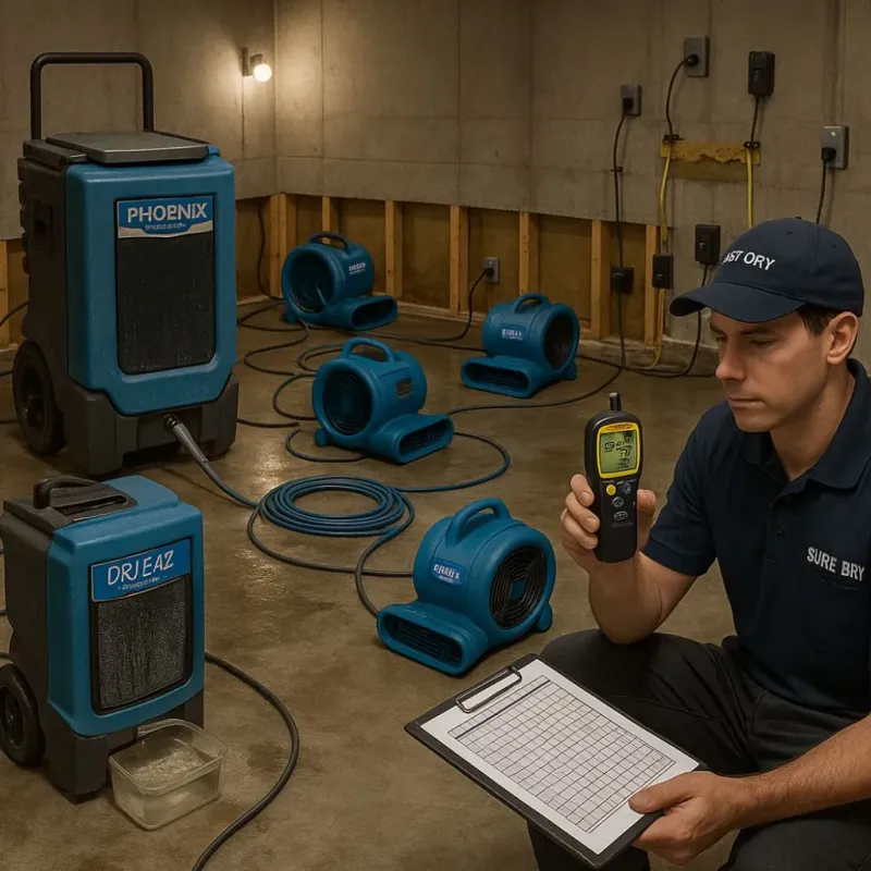 Structural Drying and Dehumidification process in Woodbury, TN